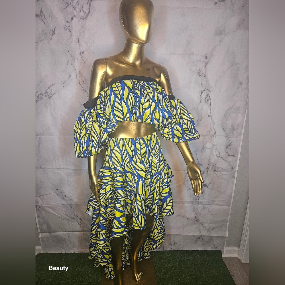 2 PC Vibrant Skirt Set Patterns Size S